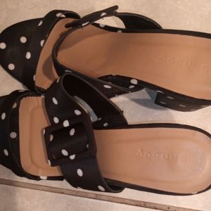 Black and white polka dot shoes